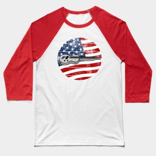 Lap Steel Guitar USA Flag Slide Guitarist Musician 4th July Baseball T-Shirt